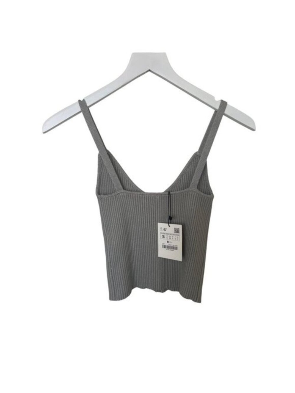Zara Gray Ribbed Knit Crop Top - Picture 4 of 8